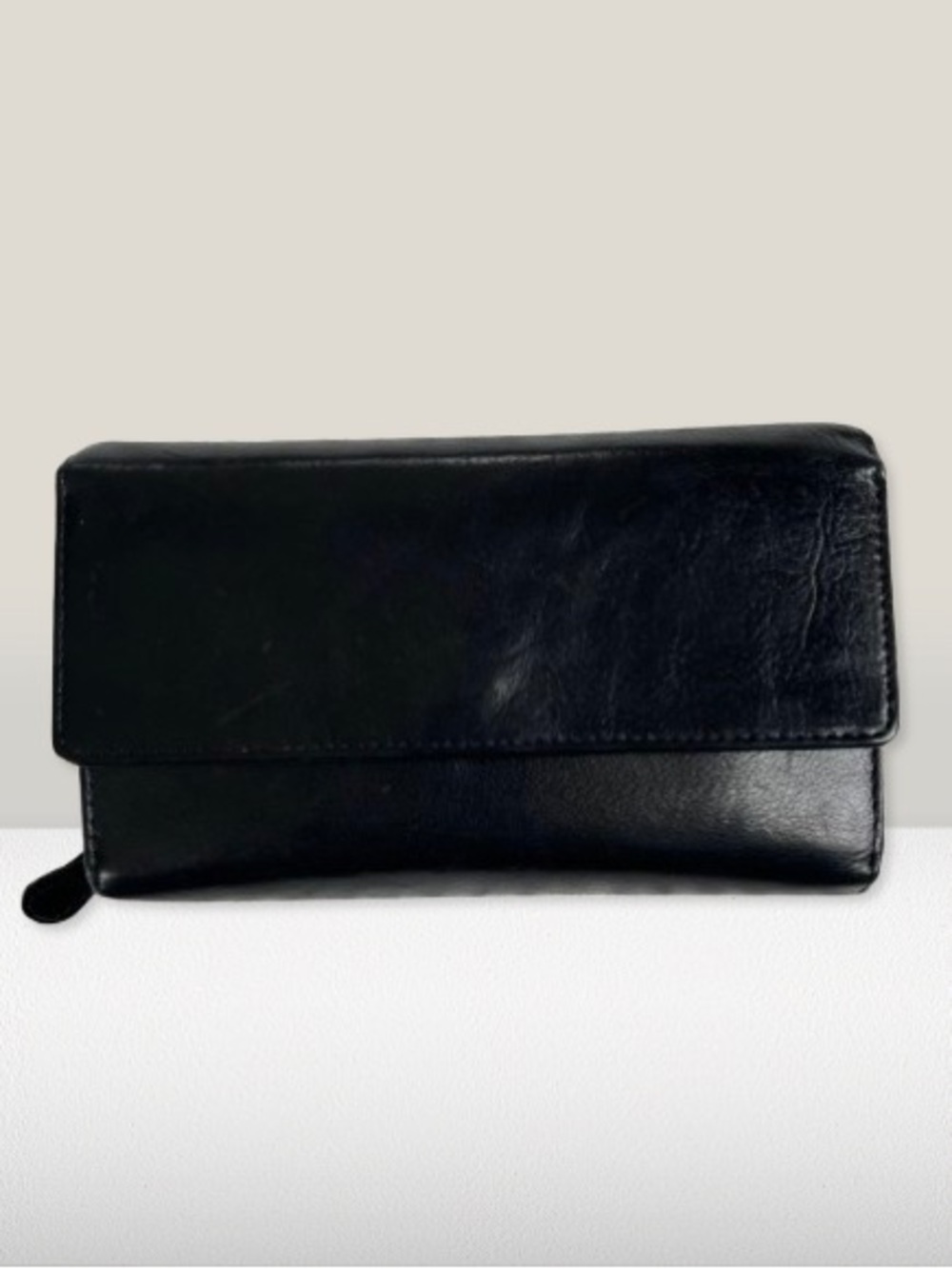 VTG Wilson Smooth Full Grain Leather Black Clutch Wallet Clutch Billfold